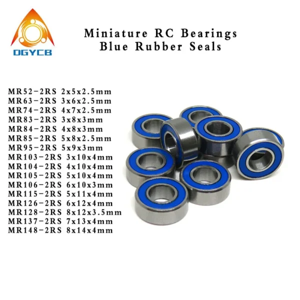 10개 5x11x4mm MR115RS ABEC3 소형 MR115 2RS 볼 베어링 블루 실드
