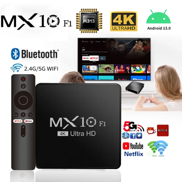2G+16G 안드로이드 TV 박스 디코더 4K 안드로이드 13 MX10 F1 디지털 도매 ONN 인증 스마트 안드로이드 TV 박스 - 이미지 4