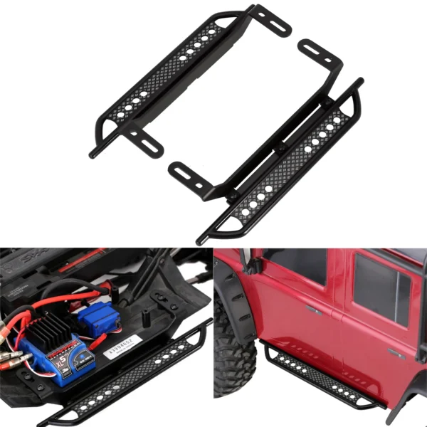 INJORA TRX4 록 페달 메탈 슬라이더 2개 (검정색) 1/10 RC 크롤러카 TRX 4 업그레이드 부품용