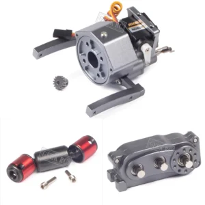 [회색 세트] 1/10 RC 크롤러 카 Axial SCX10 및 SCX10 II 90046용 프론트 모터 2단 변속기 금속 행성 기어박스 트랜스퍼 케이스