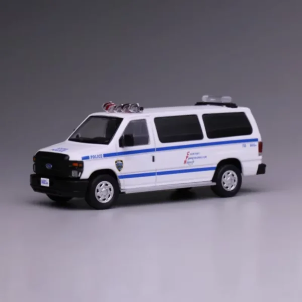 596 모델 1/64 스케일 포드 e350 경찰차 도색 다이캐스트 합금 모델 자동차 수집 및 전시용 - 이미지 6