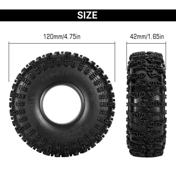 INJORA S5 1.9인치 클링온 타이어 120*42mm 1/10 RC 크롤러용 (T1920) - 이미지 2