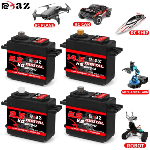 RCXAZ 디지털 서보 회전 180° 메탈 기어 서보 3.5kg 6.5kg 9.5kg 14.5kg RC 자동차 로봇 보트 RC 헬리콥터용 고속 서보