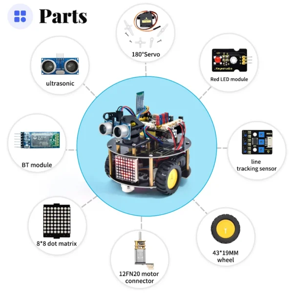 Keyestudio 다기능 스마트 작은 거북이 로봇 자동차 V3.0 Arduino 로봇 STEM 어린이 장난감 프로그래밍 가능 로봇 키트 - 이미지 4