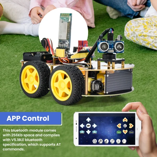 Keyestudio 4WD 멀티 BT 스마트카 아두이노 키트 로봇 업그레이드 V2.0 LED 디스플레이 스템 포함 교육/스크래치 프로그래밍 DIY 로봇카 - 이미지 4