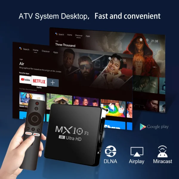 2G+16G 안드로이드 TV 박스 디코더 4K 안드로이드 13 MX10 F1 디지털 도매 ONN 인증 스마트 안드로이드 TV 박스 - 이미지 2