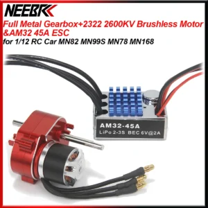 풀 메탈 기어박스 업그레이드 키트 2322 2600KV 무브러시 모터 AM32 45A ESC SM3P/T 플러그 1/12 RC 크롤러 자동차용 MN82 MN78 MN168 MN99