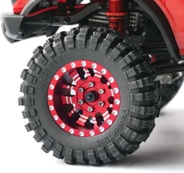 1.2인치 비드락 휠 타이어 세트 7mm 네거티브 오프셋 휠 림 TRX4M SCX24 FCX24 AX24 1/24 1/18 RC 크롤러 자동차 62 * 24mm - 이미지 2
