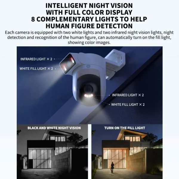 새로운 Xiaomi Outdoor CW500 듀얼 카메라 버전 IP66 보안 보호 CCTV AI 감지 풀 컬러 야간 투시 스마트 홈 - 이미지 3