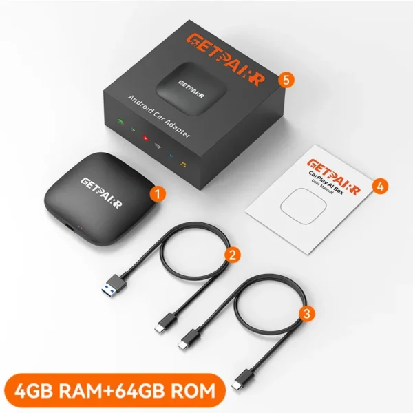 GetPairr P1 Android 13 무선 CarPlay AI Box Android Auto 어댑터 8+128GB Youtube Netflix 비디오 (유선 Carplay 차량의 99% 지원) - 이미지 8