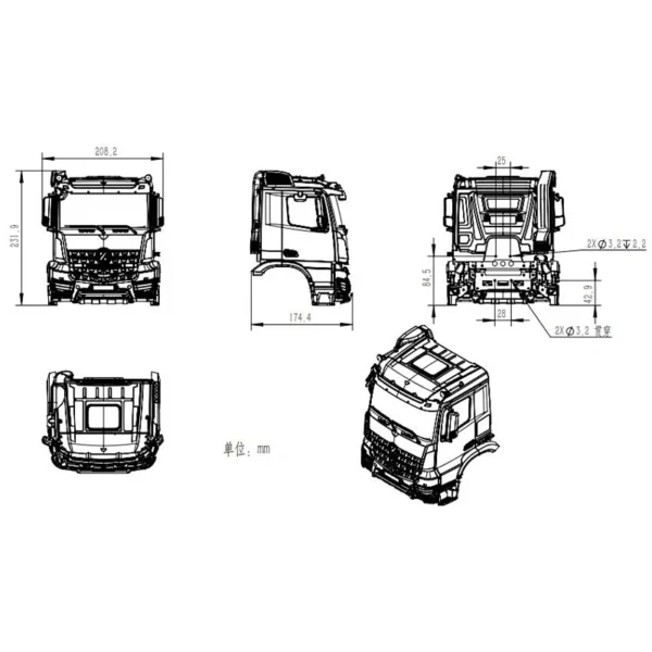 KABOLITE RC K3363 1/14 RC 트럭 AROCS 캡 조립 키트 덤프 트럭 캐빈 타미야 1/14 RC 트랙터 덤프 트럭 시리즈 DIY 부품용 - 이미지 6