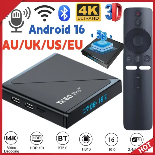 2025 스마트 TV 박스 안드로이드 16 TV 박스 14K 2.4G 5G 듀얼 WiFi 6 셋톱 박스 비디오 미디어 플레이어 16G 256G 홈 셋톱 박스