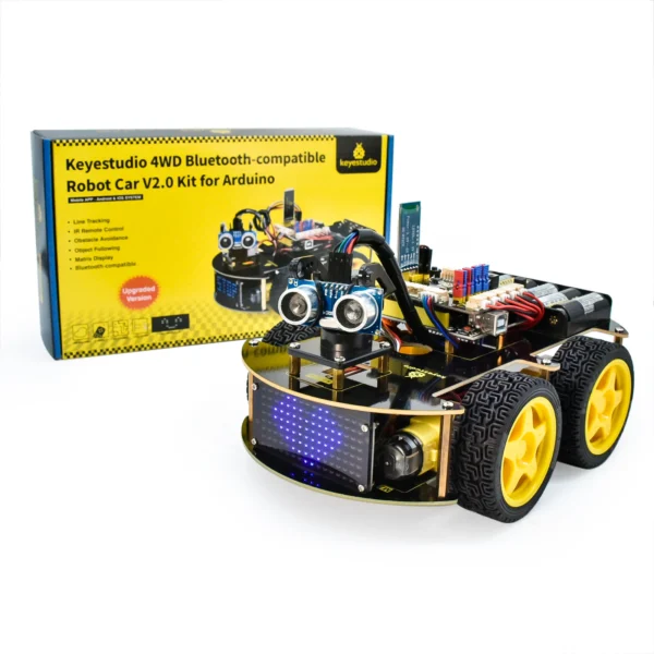 Keyestudio 4WD 멀티 BT 스마트카 아두이노 키트 로봇 업그레이드 V2.0 LED 디스플레이 스템 포함 교육/스크래치 프로그래밍 DIY 로봇카 - 이미지 6