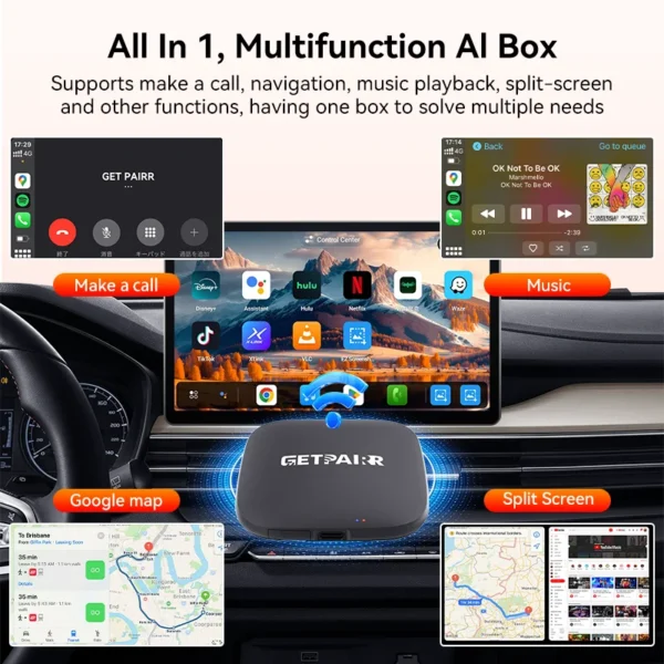 GetPairr P1 Android 13 무선 CarPlay AI Box Android Auto 어댑터 8+128GB Youtube Netflix 비디오 (유선 Carplay 차량의 99% 지원) - 이미지 3