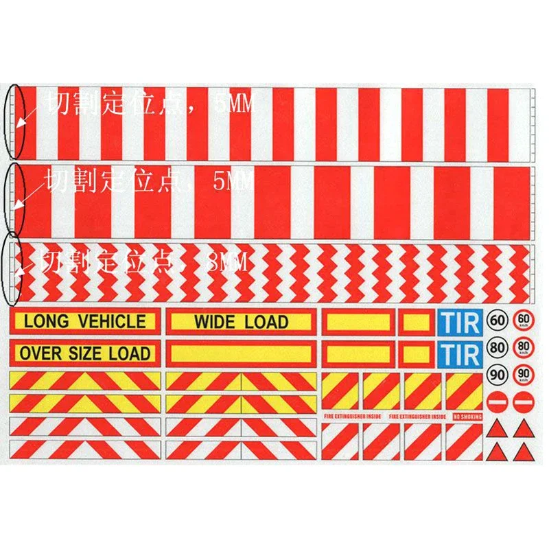 1/14 타미야 RC 트럭 트레일러 티퍼 스카니아 MAN 벤츠 악트로스 볼보 자동차 DIY 부품용 반사 경고 스트립 장식 스티커 - 이미지 3