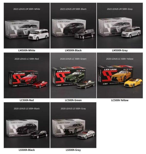 Massdi 1:64 LEXUS LM LC LS 500h 자동차 모형 합금 미니어처 다이캐스트 차량 장난감 컬렉션 - 이미지 9