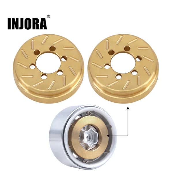 INJORA 2PCS 황동 63g 내부 카운터웨이트 1.9인치 2.2인치 휠 림 Axial SCX10 90046 TRX4 TRX6 VS4-10 RC 크롤러 자동차용