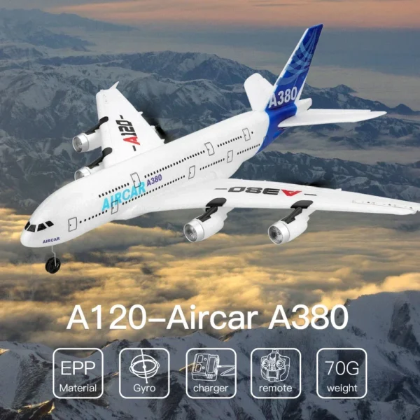 Wltoys XK A120 RC 비행기 3CH 2.4G EPP 원격 조종 기계 비행기 고정익 RTF A380 RC 항공기 모델 어린이용 야외 장난감