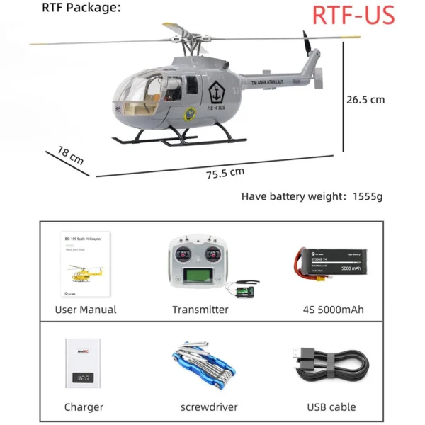 경찰 컬러링 RTF 플라이 와인보 105 H1 형 10CH60A ESC GPS 듀얼 모터 자동 안정 RC 패턴 H1 자체 안정화 RTF/PNP 단클릭 리턴 비행기 - 이미지 8