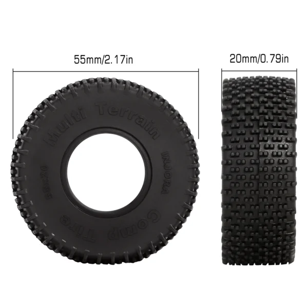 INJORA 컴프 핀 멀티 테라인 1.0 휠 타이어 55*20mm 1/18 1/24 RC카 Axial SCX24 TRX4M AX24 업그레이드용 (T1013) - 이미지 5