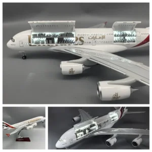 새로운 에어버스 A380 UAE/에미레이트 항공 모형 비행기 18인치 대형 모형 비행기 키트(LED 조명 포함 터치 또는 사운드 제어)