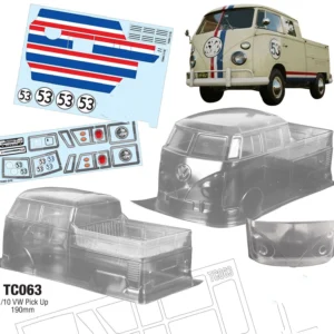 1/10 T1 밴 버스 픽업 RC PC 쉘 바디 190mm 너비 라이트 컵 투명 무도장 드리프트 바디 RC hsp hpi trax mst Tamiya용