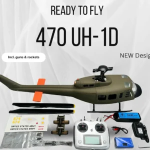 Roban 470 크기 UH-1D 드론 엔지니어링 헬리콥터 X2 인텔리그 센스 제어