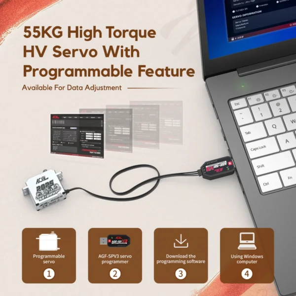 AGFRC A81BMWP 55KG 방수 RC 서보 모터 고토크 풀 메탈 기어 2025 스페셜 에디션 - 이미지 6