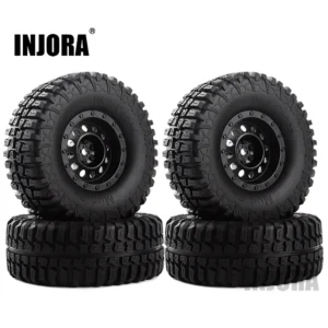 INJORA 1/10 RC 크롤러 카 Axial SCX10 90046 Tamiya CC01 D90 D110용 플라스틱 1.9인치 휠 림 타이어 4개 세트