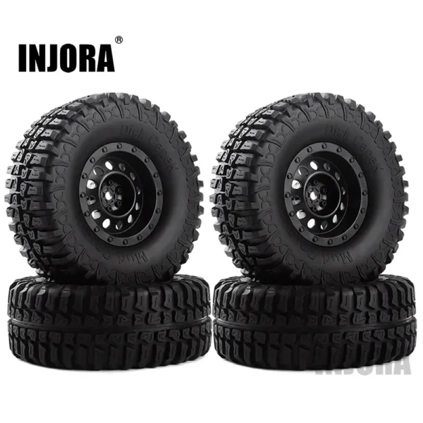 INJORA 1/10 RC 크롤러 카 Axial SCX10 90046 Tamiya CC01 D90 D110용 플라스틱 1.9인치 휠 림 타이어 4개 세트