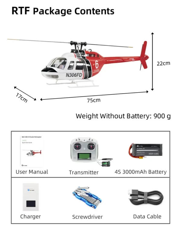 RTF 贝尔206 V3 6CH GPS 비행기 450 사이즈 고도 유지 벨 206 스케일 헬리콥터 ACE 비행기 컨트롤러
