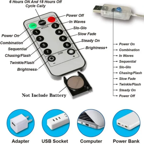 USB 3M x 2M 200개 LED 커튼 LED 스트링 조명 화환 USB 페스툰 리모컨 요정 화환 조명 크리스마스 장식 침실 홈 - 이미지 6