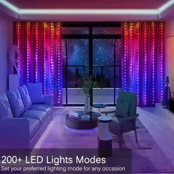 3MX2M RGB 스마트 LED 커튼 조명 크리스마스 장식 앱 원격 USB 화환 스트링 조명 요정 램프 웨딩 휴가 침실 야외 - 이미지 4