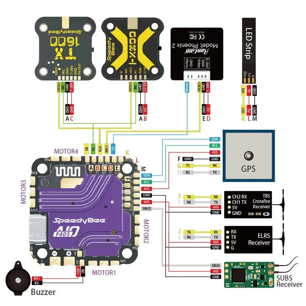 SpeedyBee F405 AIO 40A Bluejay 25.5x25.5 비행 컨트롤러(ICM-42688 자이로 SPA06-003 기압계 포함) - RC FPV 프리스타일 드론용 - 이미지 7
