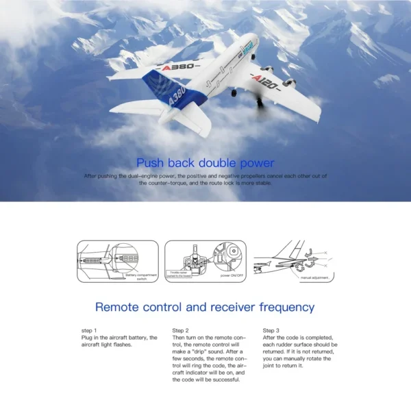 Wltoys XK A120 RC 비행기 3CH 2.4G EPP 원격 조종 기계 비행기 고정익 RTF A380 RC 항공기 모델 어린이용 야외 장난감 - 이미지 4