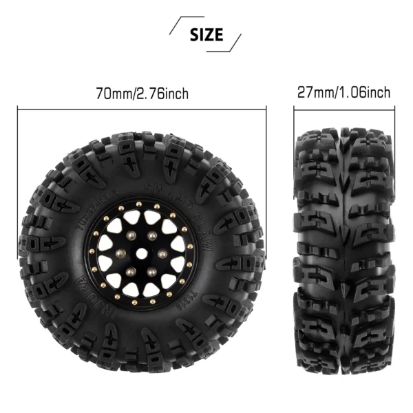 INJORA 87g 황동 습지 발톱 70*27mm S5 머드 지형 1.3인치 휠 타이어 세트 (1/18 1/24 RC 크롤러 카용) - 이미지 5