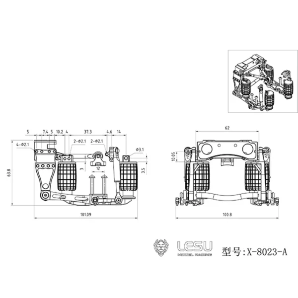 LESU 금속 에어 서스 데플 록 액슬 RC 트랙터 트럭 덤프 타미야 전기 자동차 TH18262 SMT3 - 이미지 9