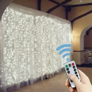 USB 3M x 2M 200개 LED 커튼 LED 스트링 조명 화환 USB 페스툰 리모컨 요정 화환 조명 크리스마스 장식 침실 홈