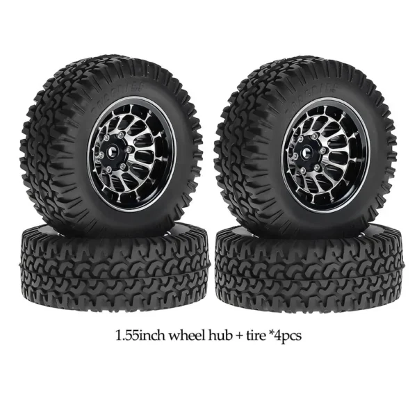 1.55인치 메탈 휠 허브+고무 타이어 (1/10 RC 록 크롤러 자동차용) Axial 90069 D90 Cc01 Tf02 LC70 MJX Rgt Rc4WD - 이미지 8