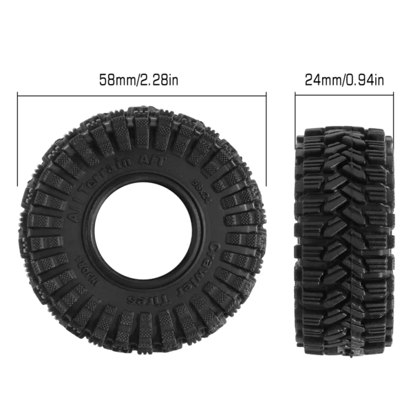 INJORA King Trekker 58*24mm 전지형 슈퍼 소프트 스티키 1.0 휠 타이어 (1/18 1/24 RC 크롤러 SCX24 AX24 TRX4M용) (T1017) - 이미지 3