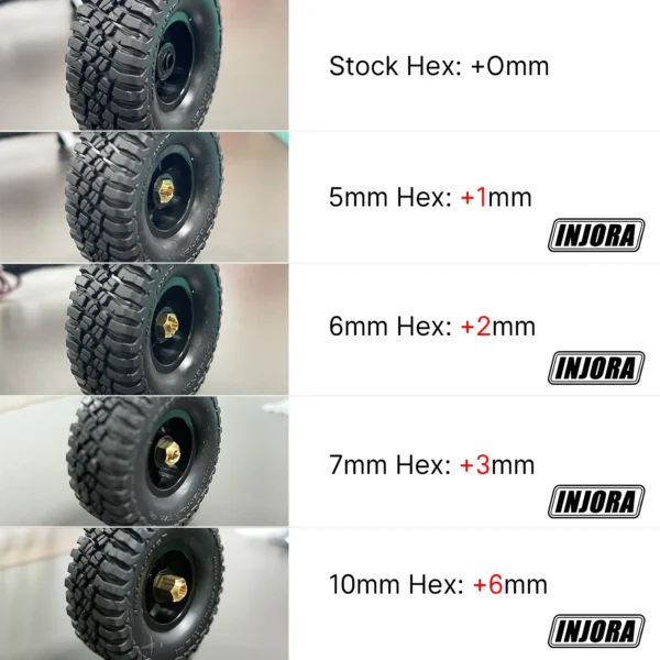INJORA 7MM 황동 휠 육각 허브 익스텐더 5/6/7/10MM 두께 1/18 RC 크롤러 카 TRX4M 업그레이드 부품용 (4M 02) - 이미지 3