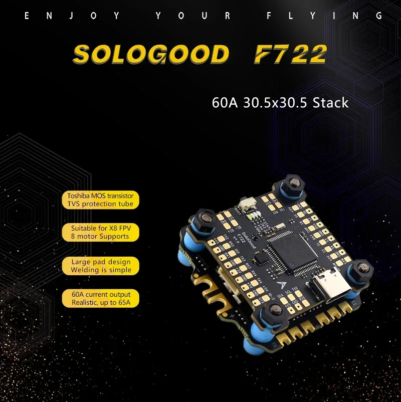 F722-60A-스택: SoloGood F722 60A 스택 ICM42688P F722 비행 컨트롤러 BLHELI_S 60A 4in1 ESC 30.5X30.5mm 2-6S FPV 프리스타일 드론 부품용 - 이미지 2