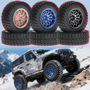 1.55인치 메탈 휠 허브+고무 타이어 (1/10 RC 록 크롤러 자동차용) Axial 90069 D90 Cc01 Tf02 LC70 MJX Rgt Rc4WD