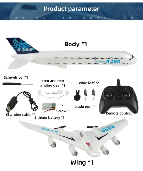 A380 비행기 에어버스 RC 비행기 폼 장난감 2.4G 글라이드 고정익 RTF 비행기 야외 장난감 드론 모델 간편 비행 어린이 선물 - 이미지 5