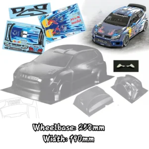 1/10 폴로 WRC 랠리 RC 쉘 바디 190mm 너비 258mm 휠베이스 RC hsp hpi trax Tamiya용 투명 무페인트 드리프트 바디 쉘