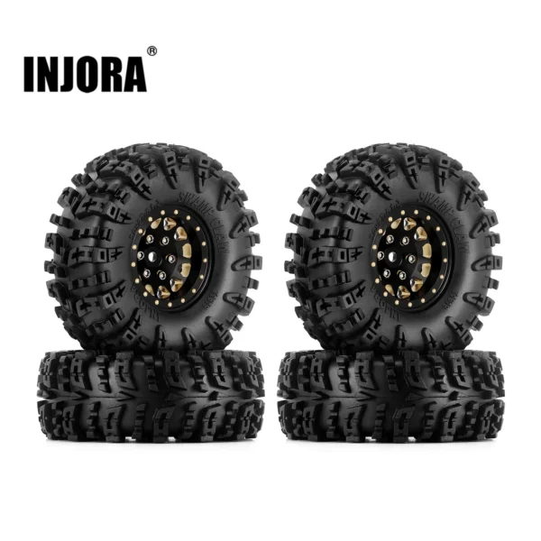 INJORA 87g 황동 습지 발톱 70*27mm S5 머드 지형 1.3인치 휠 타이어 세트 (1/18 1/24 RC 크롤러 카용)