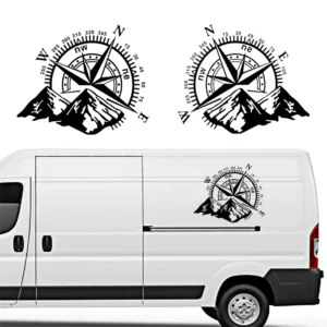 비닐 데칼 산 나침반 자동차 스티커 방수 자동차 장식 니바 SUV 4X4 오프로드 후면 창문용