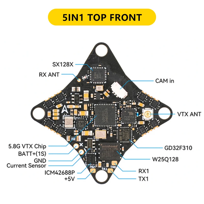5IN1: BETAFPV 에어 브러시리스 비행 컨트롤러 FC 5in1 5.8G VTX FPV Air65 Air75 Meteor65 Meteor65 Meteor75 Pro Whoop 1S 드론용 - 이미지 6