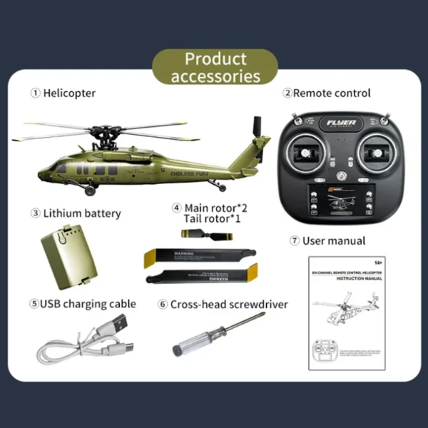JJRC U9901 RC 헬리콥터 6CH 브러시리스 도립 비행 스턴트 원격 제어 헬리콥터 6축 자이로 플레인 폼 박스 포함 - 이미지 6