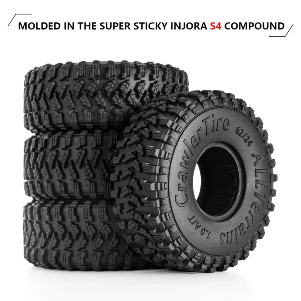 INJORA 62*24mm S4 전지형 1.0 휠 타이어 (1/18 1/24 RC 크롤러 카용) Axial SCX24 FCX24 Enduro24 AX24 (T2450) - 이미지 4